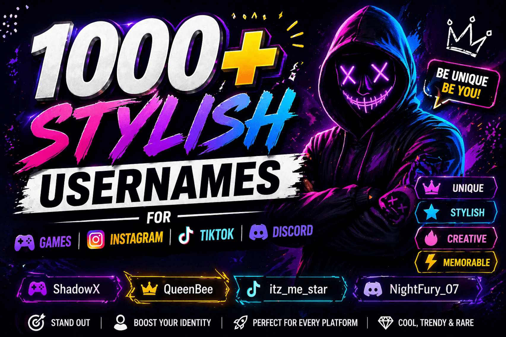 1000+ Stylish Usernames for Games, Instagram, TikTok & Discord