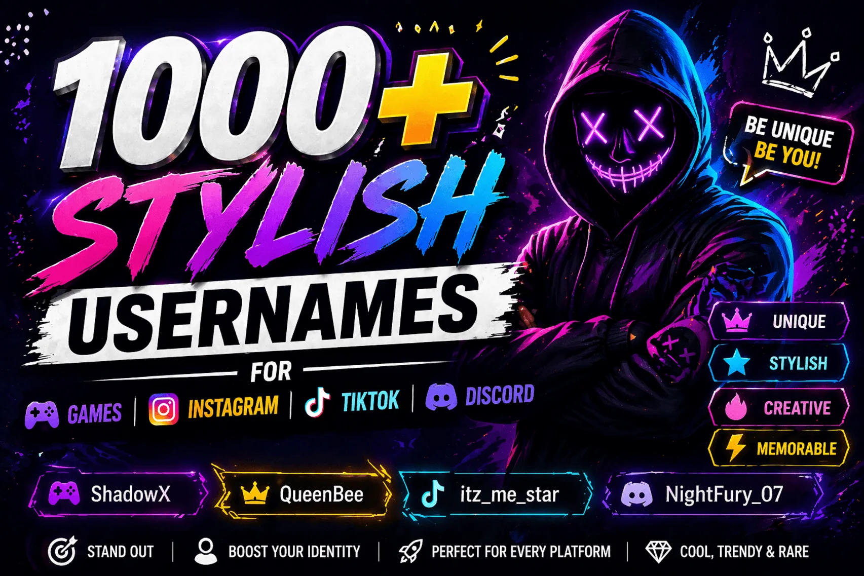 1000+ Stylish Usernames for Games, Instagram, TikTok & Discord