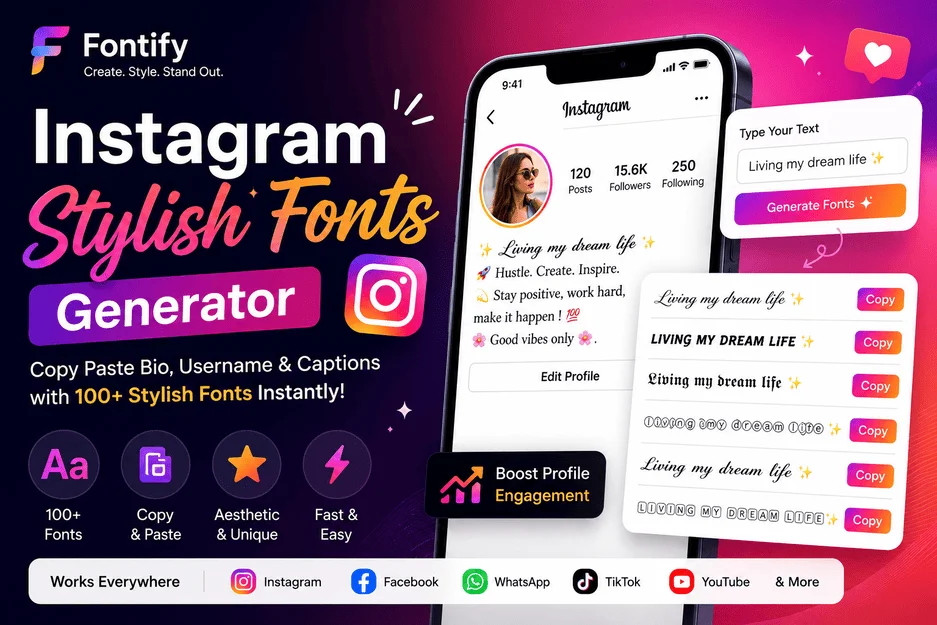 Instagram Stylish Fonts Generator – Bio, Username & Caption Fonts